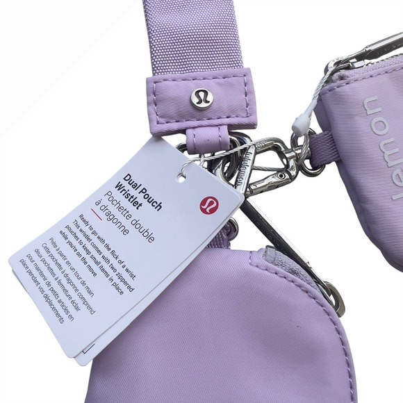 Lululemon Dual Pouch Wristlet Lilac Purple Detachable Zippered Card Holder - Picture 5 of 10